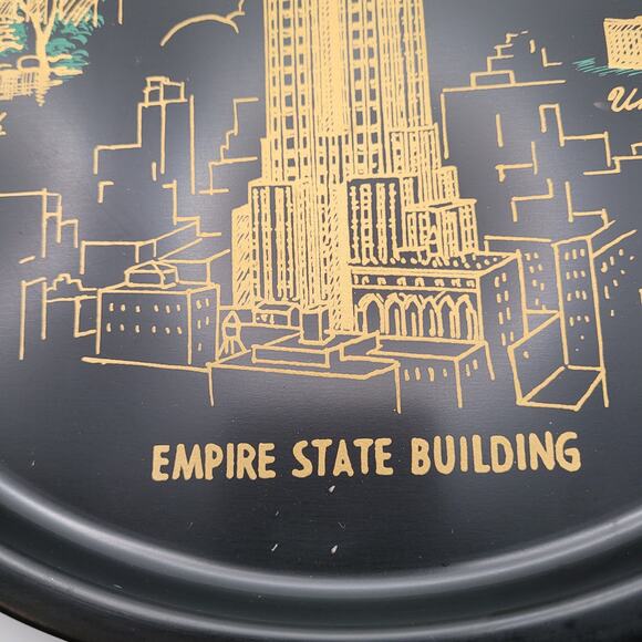 Black Vintage Tin Empire State Building  Souvenir Tray - Picture 2 of 3